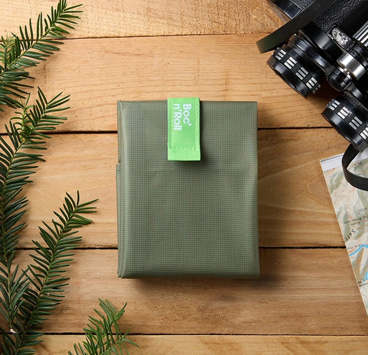 Boc’n’Roll Outdoor Olive Trail - Duurzame Lunchwrap voor Wandelen & Kamperen – Herbruikbare Broodzak – Compact & Lichtgewicht