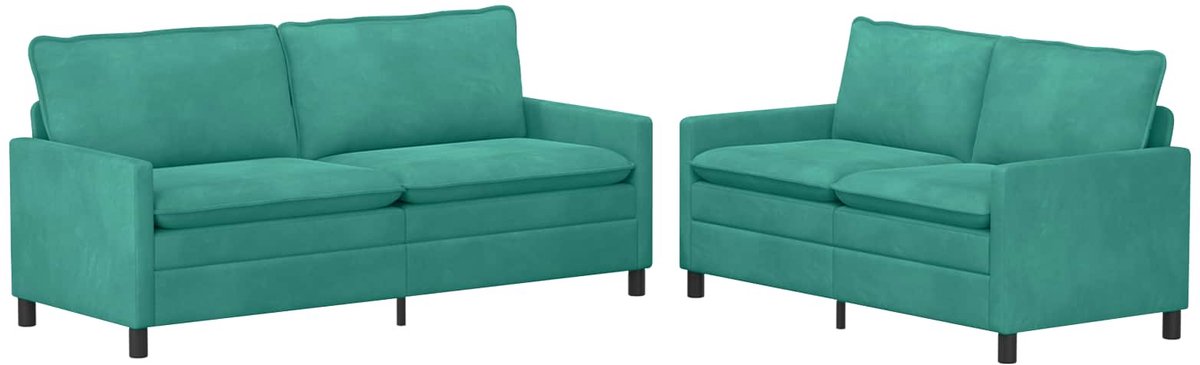 vidaXL - Bankstel - 2 - st - Turquoise - Fluweel