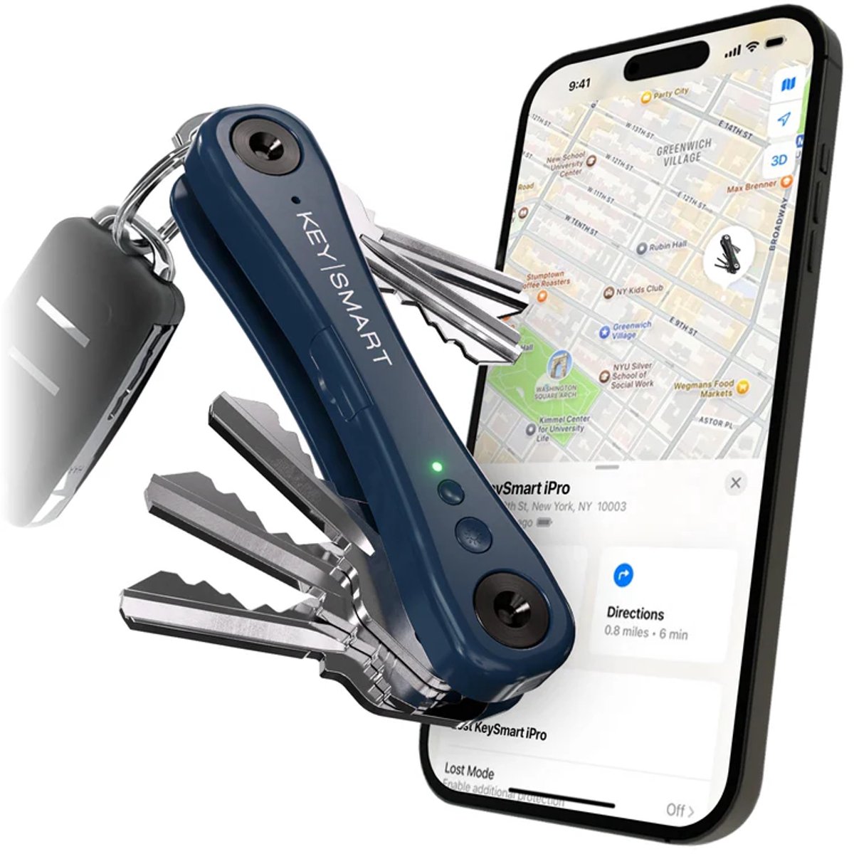 KeySmart iPro sleutelhouder met tracker – Apple Find My- geluid- tot 14 sleutels - blauw