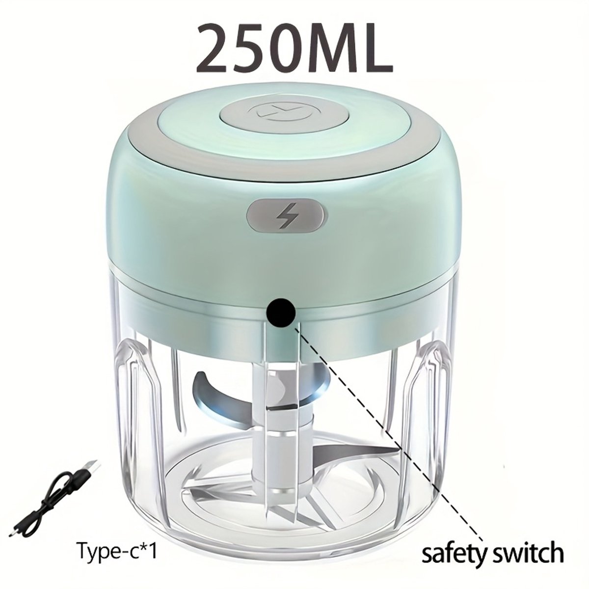 Livé® Groen Elektrische Mini Hakker – USB 250ml 3 Messen
