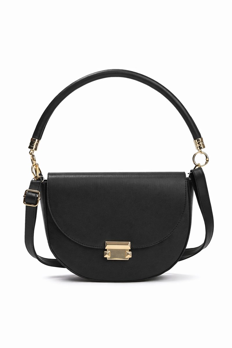 Worldstar Products © Dames Schoudertas Mini Tas Crossbody Zwart Tas City Tas Met Metalen Gesp Compacte Mode Tas Voor Dagelijks Gebruik En Uitgaan