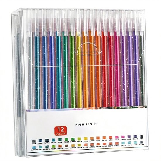 Multicolor gelpennen set 12 stuks glitter gel pennen dames en kinderen kleur veranderend transparant design schrijf en teken pennen set voor journaling tekenen en markeren