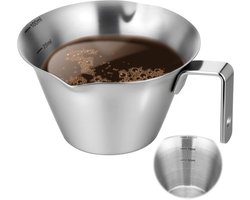 Espresso Measuring Cup - Espresso Shot Cups - V-Vormige Uitloop Voor Precisie - Dubbele Tuit Voor Schuimbeheersing - 100ml Roestvrij Staal Mat - 1 Stuk - Voor Barista En Thuisgebruik