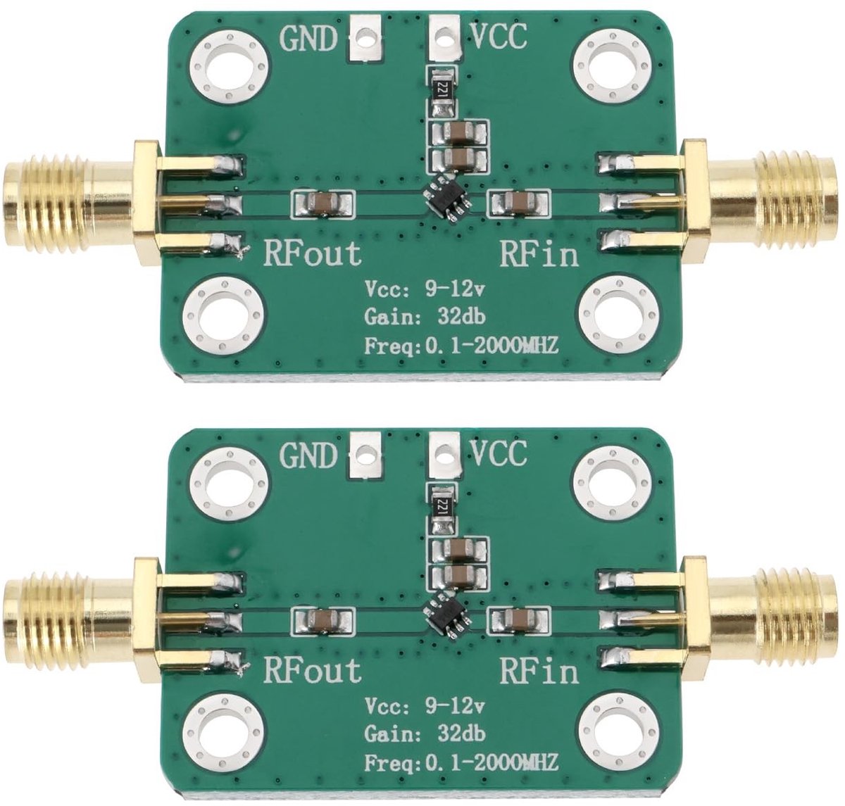 Allecto - RF Breedband Versterker - Module - Geluidsarm - 30dB Versterking - 0.1-2000 MHz - Geschikt voor Korte Golf FM Radio - 2 stuks