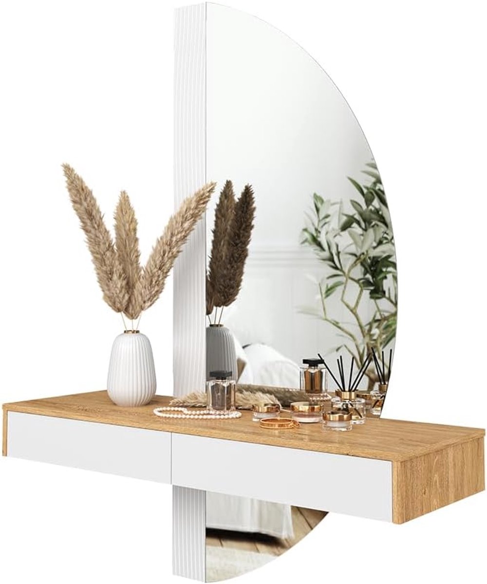 Luxe LED Make-up Kaptafel “Melisa” 120 cm met Spiegel en Verlichting – Wit