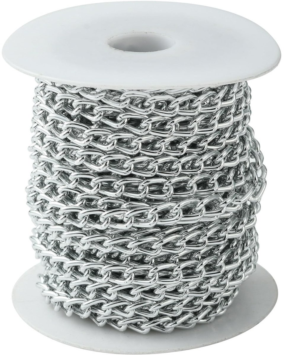 Allecto - Aluminium Pantserkettingen - Kettingen voor Sieraden Maken - 10 Meter - Ovale Schakels - Duurzaam en Stevig - Geschikt voor Knutselprojecten