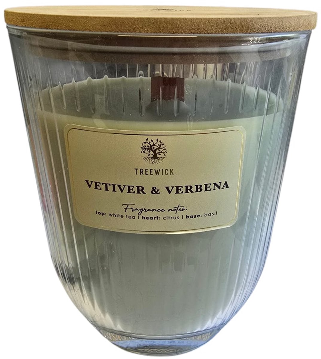 Treewick kaars - Treewick Vetiver en Verbena - Geurkaars - kaars die knettert - Kaars met 