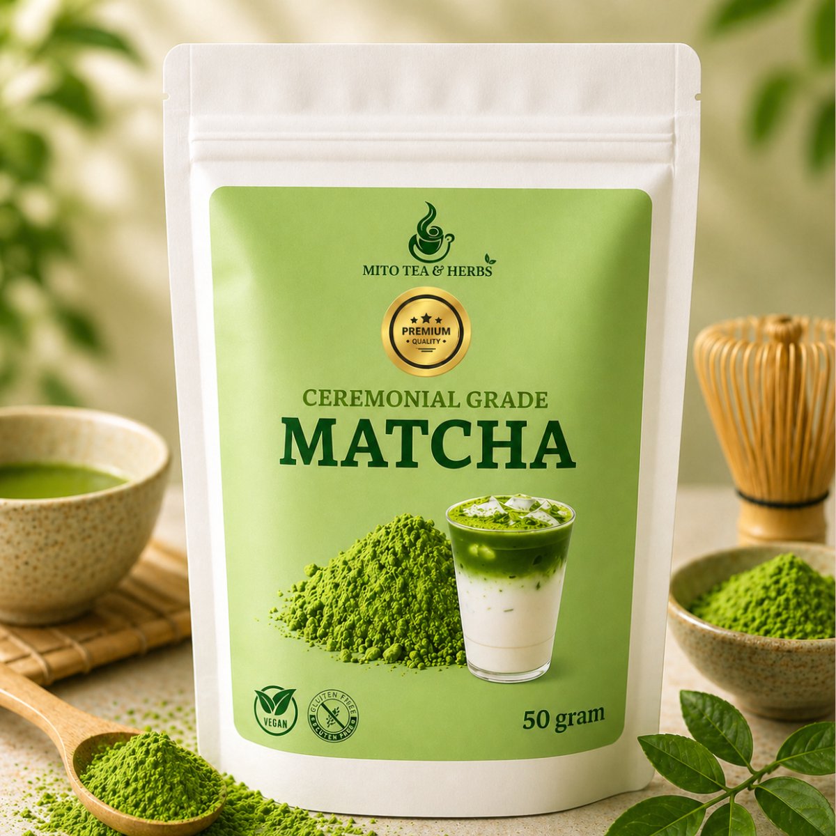 Ceremoniële Matcha thee - Ceremonial Grade A - 50 gram - Rijk aan Antioxidanten - Matcha Poeder - Matcha thee - Hoge Kwaliteit - Matcha Latte - ECO verpakking