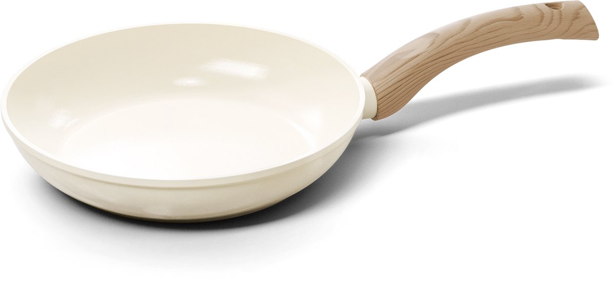 Cook & Pan - Koekenpan 24 cm - PFAS vrij - Inductie Keramisch - Non stick - 7 jaar garantie - Crème