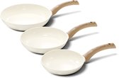 BY C&P - Go Ivory Set de poêles 3 pièces - Induction - Sans PFAS - Crème - Wit - Passe au lave-vaisselle