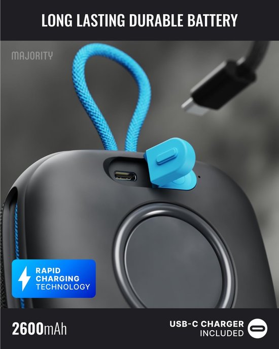 Majority Move 1 Bluetooth Speaker - Draagbaar - 12W - 70 uur Batterij - Waterbestendig - IPX5 - Zwart van Majority — afbeelding 5