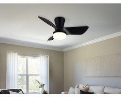 REALITY RANDERS - Ventilator - Zwart mat - incl. 1x SMD 20 W - Afstandsbediening - Geintegreerde dimmer - Traploos instelbare lichtkleur - Dimbaar met schakelaar - Niet externe dimbaar - Geheugenfunctie - Zomer- en wintermodus - 6 snelheidsniveaus