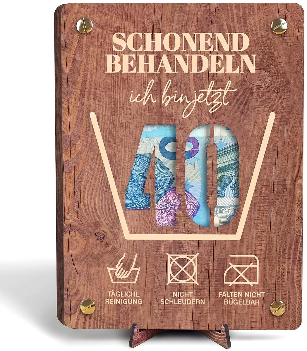 Allecto - Houten Cadeau voor 40e Verjaardag - Uniek en Origineel Geschenk - Met Wenskaart - Feestelijke Verjaardag - Persoonlijk Cadeau - Voor Vrie...