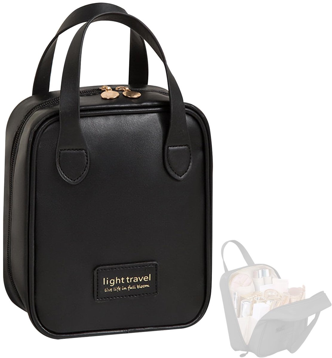 Allecto - Dames Make-up Tas - Grote Capaciteit - Waterdicht en Handzaam - Zwart - Cosmetica Organizer - Perfect voor Opbergen - Ideaal voor Reizen