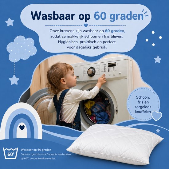 Princess Line Meegroei Kinderkussen - 60x70 cm - Oeko-Tex - Anti-allergisch - Verstelbaar met Rits - Wasbaar