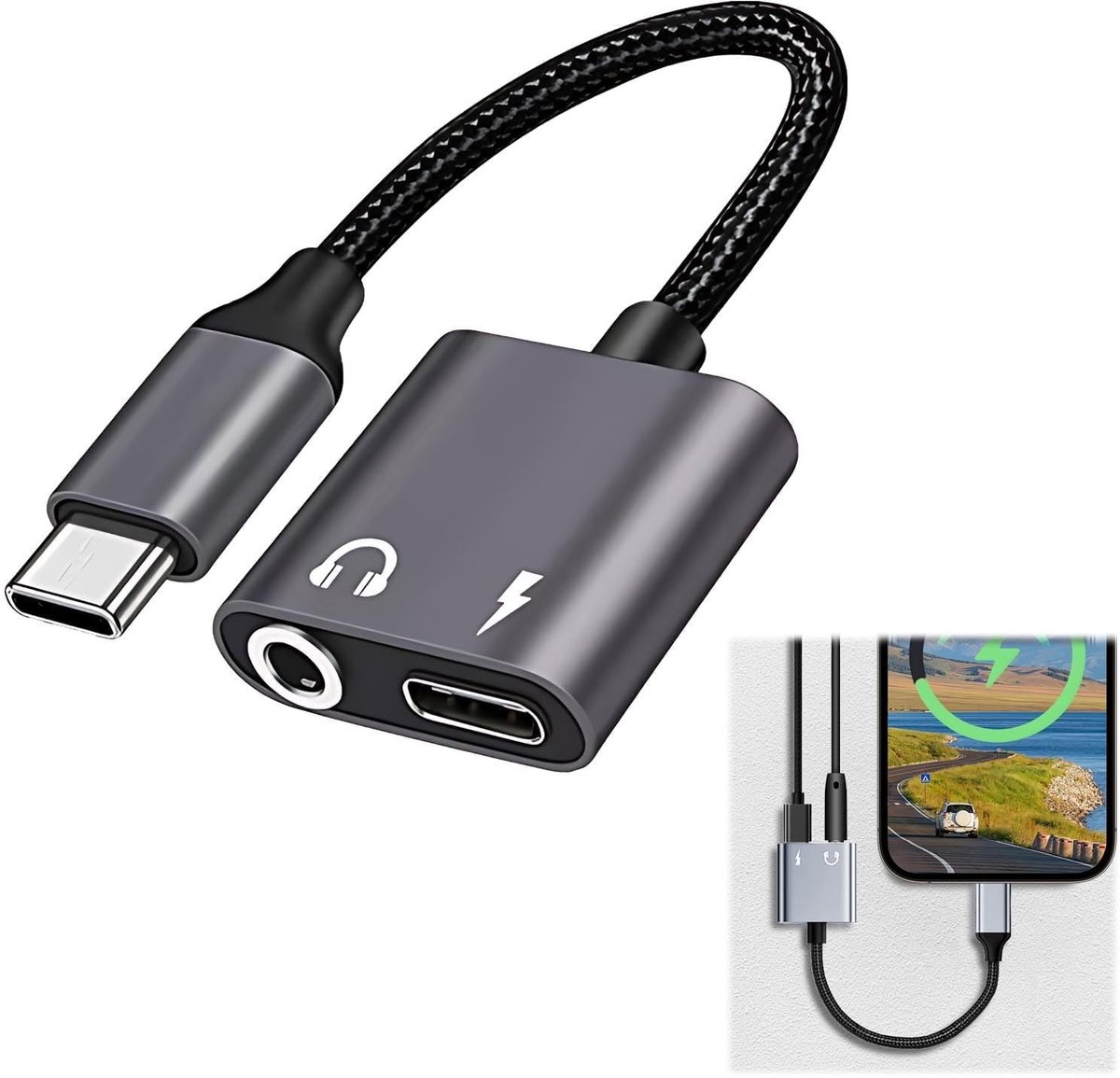 Allecto - USB C naar 3.5 mm headphone jack - Hoge definitie - Zwart - Geschikt voor iPhone 16/15 Pro/Max, Galaxy S23, Huawei P50, MacBook, iPad...