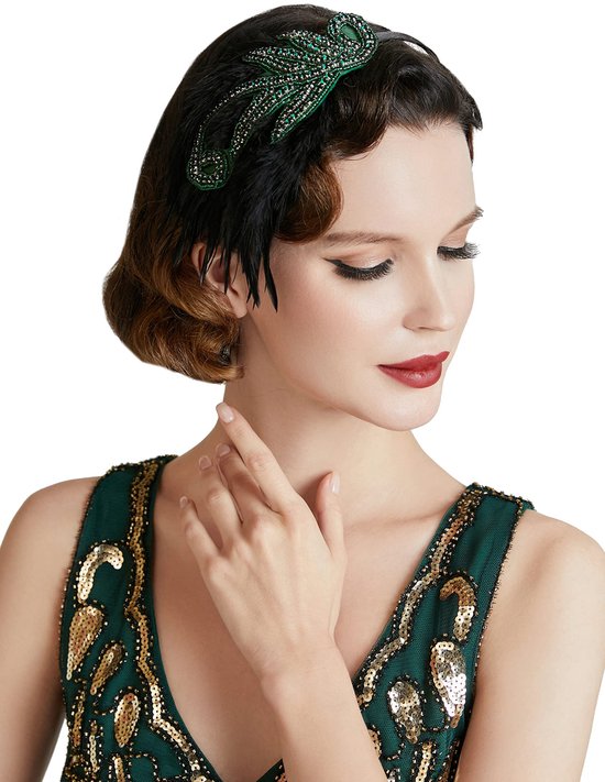 Allecto - Feathers Headband - 1920s Stijl - Vintage Accessoire - Elegant - Perfect voor Feestjes - Uniek Design - Geschikt voor Dames