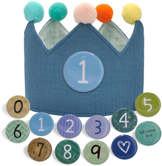 Allecto - Verjaardagskroon - Kinderen - Unisex met verwisselbare cijfers - Ideaal voor verjaardagsfeestjes - Feestaccessoire - Geschikt voor 0-9 jaar