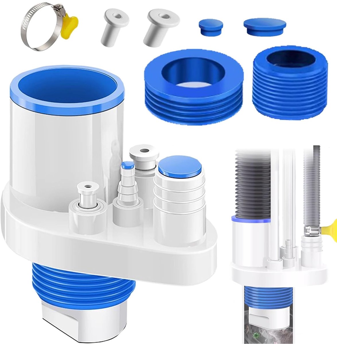 Allecto - Afvoerbuis - 5-in-1 wasmachine afdichtring - veelzijdig - 40-75mm - siliconen afdichtplug - voor keuken en wasmachine - perfect voor afvo...