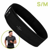 MySportFit – Premium Hardloop Heupband – Hardloop riem – Running belt – Fitness – Sport – Waterafstotend en Ademend Materiaal, Verstelbaar, Reflectoren – Ruime Opbergvakken voor Smartphone, Drinkfles of Powerbank – met Kabel Uitgang | Unisex - Zwart