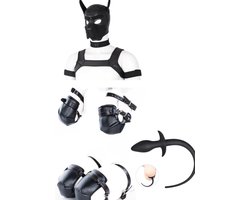 Petplay Deluxe 12 Delige Dog Puppy Set - Roleplay - kinky - luxe set - kwaliteits set - kinky - Zwart - Woeefff