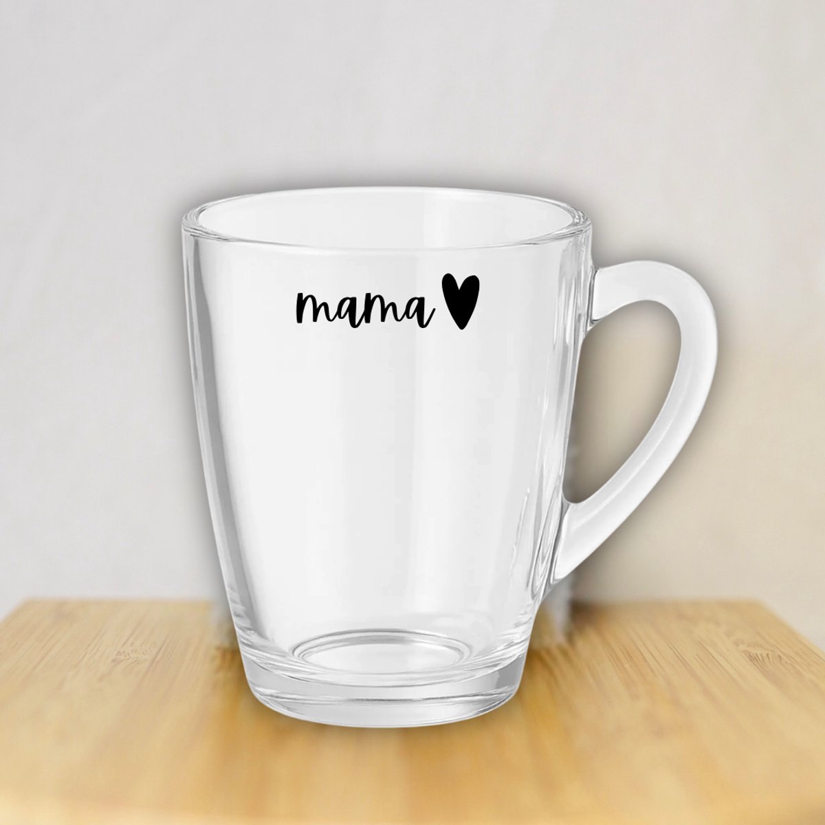 Theeglas Mama met Hartje - 300ml - Glas - Doorzichtig - Moederdag Cadeau - Moederdag - Moederdag Cadeautje - Moederdag Cadeau voor Mama