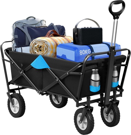 Stervia Bolderkar Opvouwbaar - Boodschappenwagen - Transportkar - Handkar - Belasting 80 kg - Blauw/Grijs - 100 cm x 51 cm x 62 cm van Merkloos — afbeelding 3