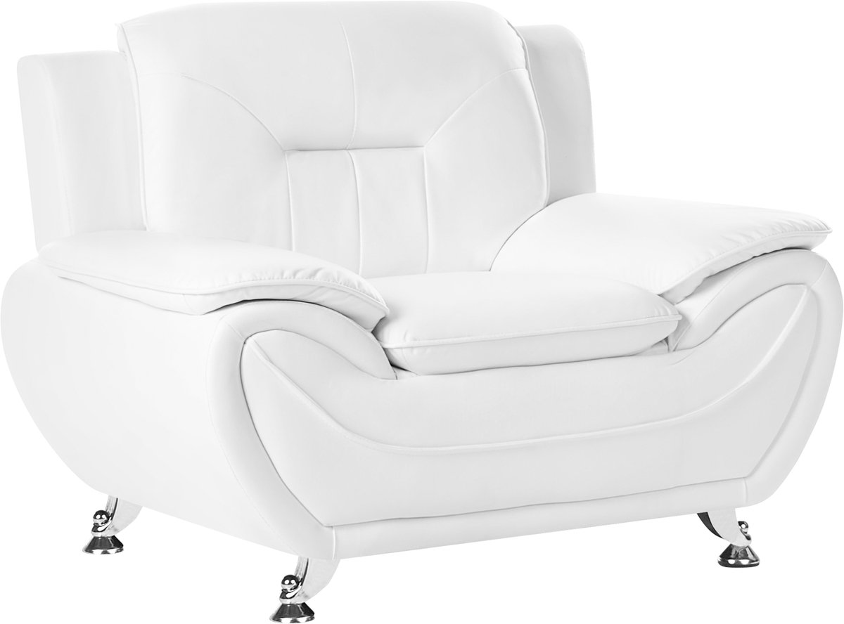 Beliani LEIRA - Fauteuil - Wit - Veganistisch eco-leer