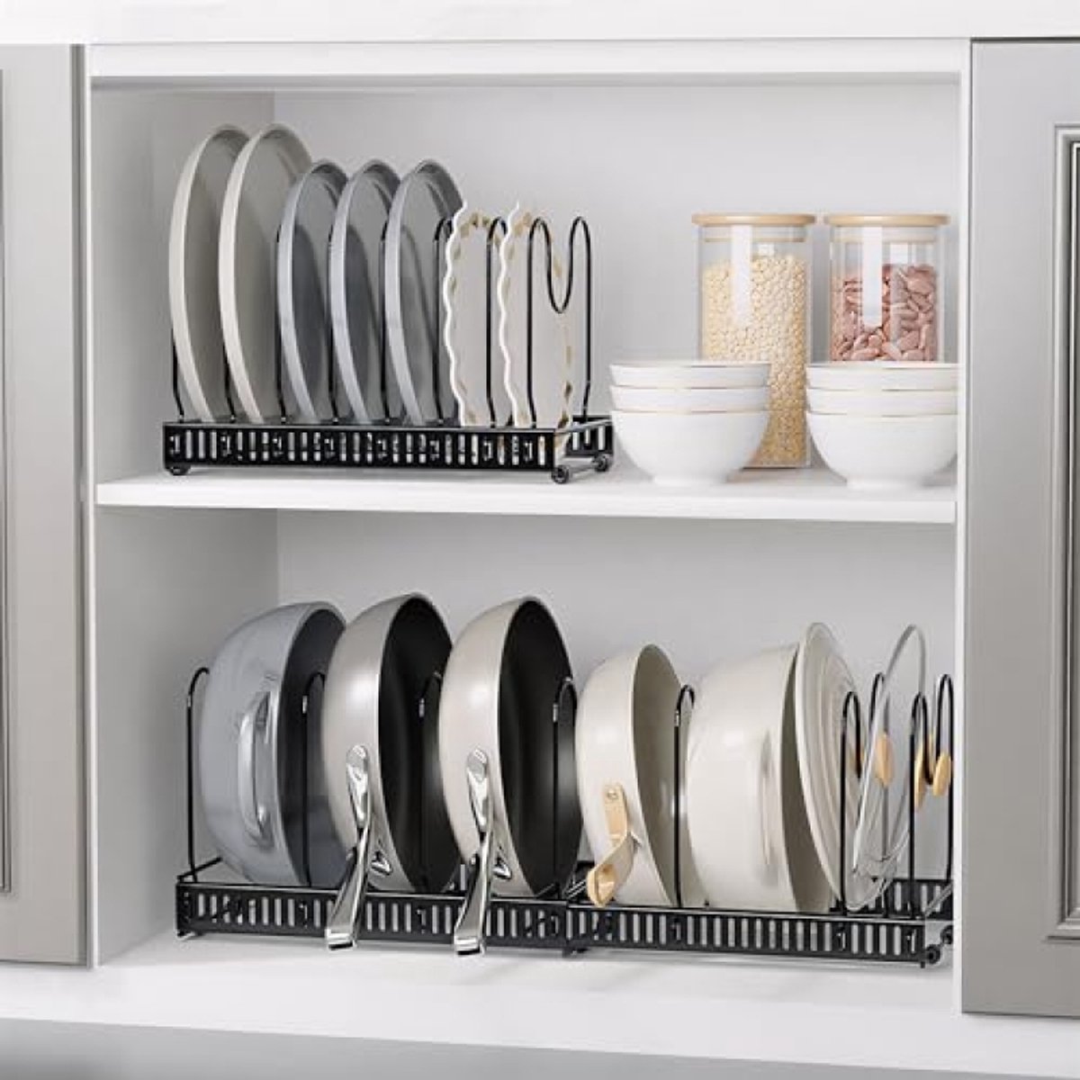Aanpasbare Opbergruimte voor Pannen en Deksel met 13 + 7 Compartimenten voor Keuken