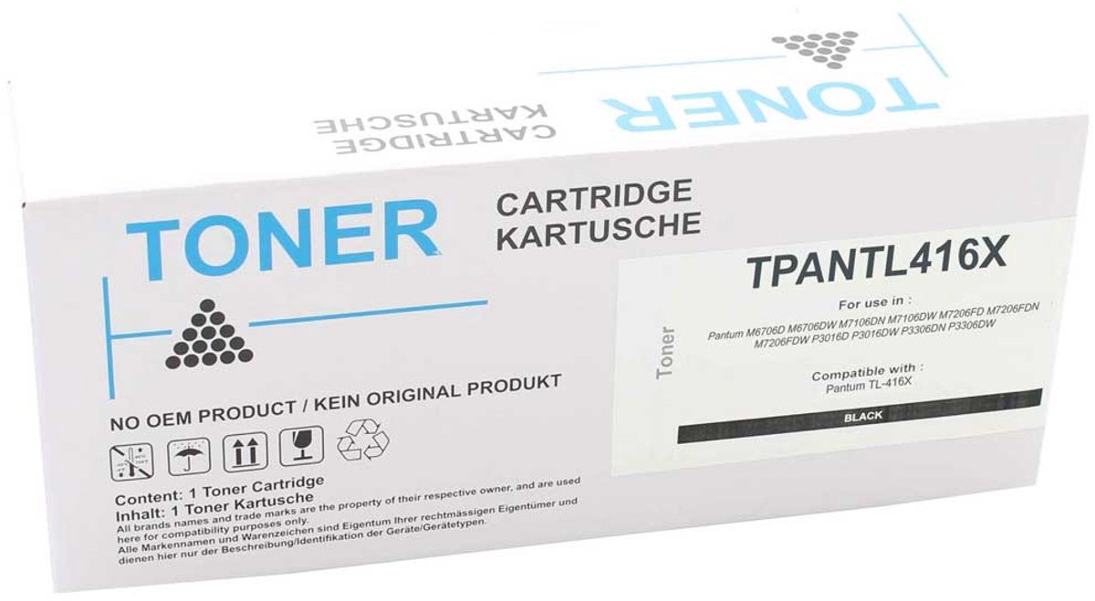 Panasonic - Toner cartridge - TPANTL416X - Zwart - 6.000 pagina’s - Huismerk - geschikt voor Pantum M 6706 d, Pantum M 6706 dw, Pantum M 7106 dn, Pantum M 7106 dw, Pantum M 7206 fd, Pantum M 7206 fdn, Pantum M 7206 fdw, Pantum P 3016 d
