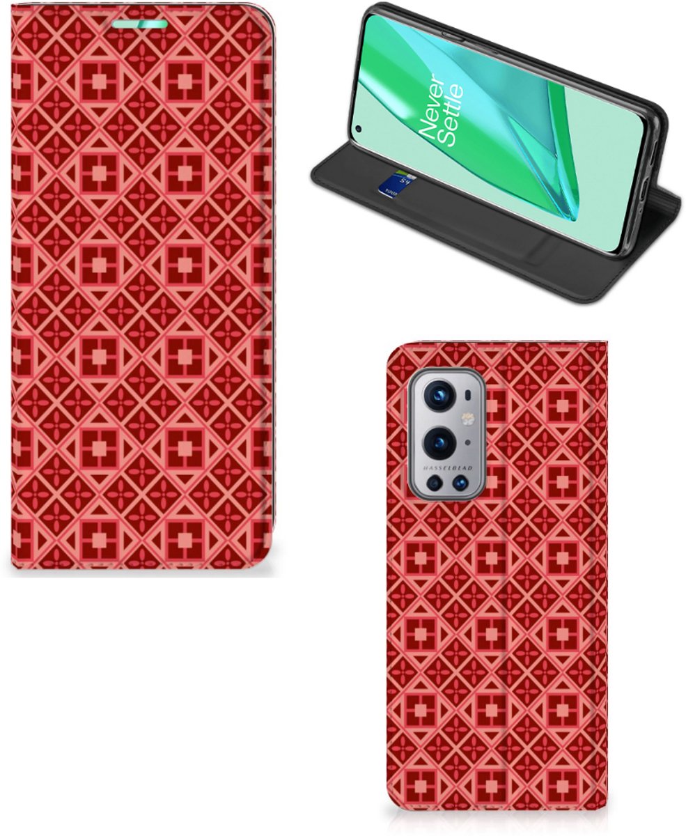 OnePlus 9 Pro Hoesje met Magneet Batik Rood