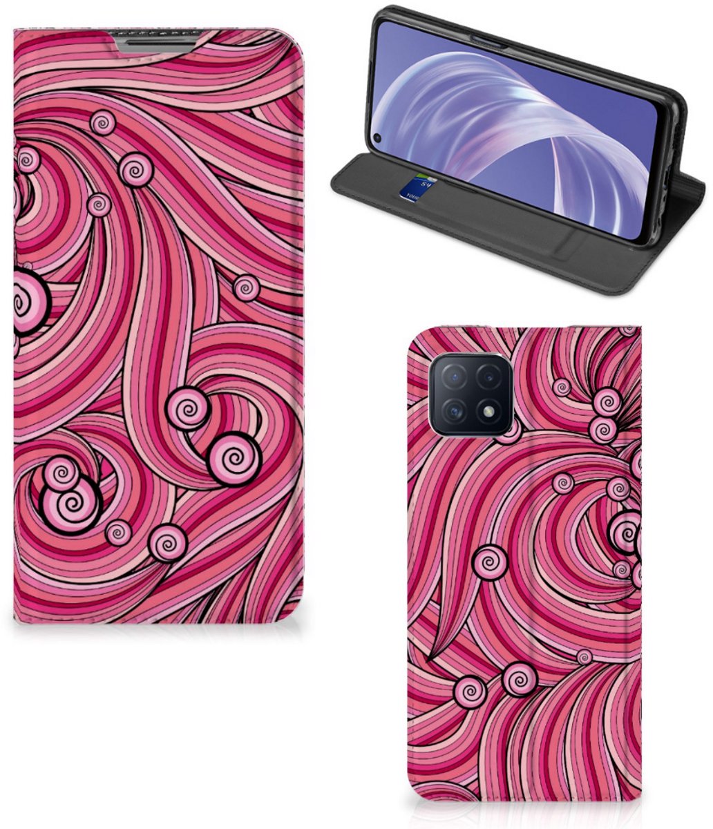 OPPO A73 5G Bookcase Swirl Pink