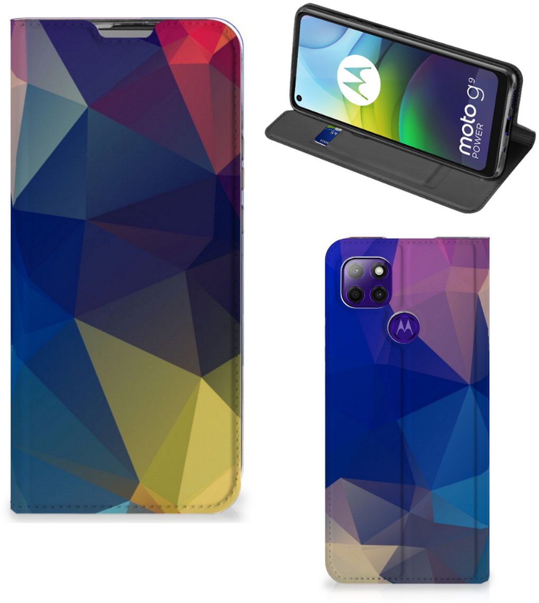 Motorola Moto G9 Power Stand Case Polygon Dark