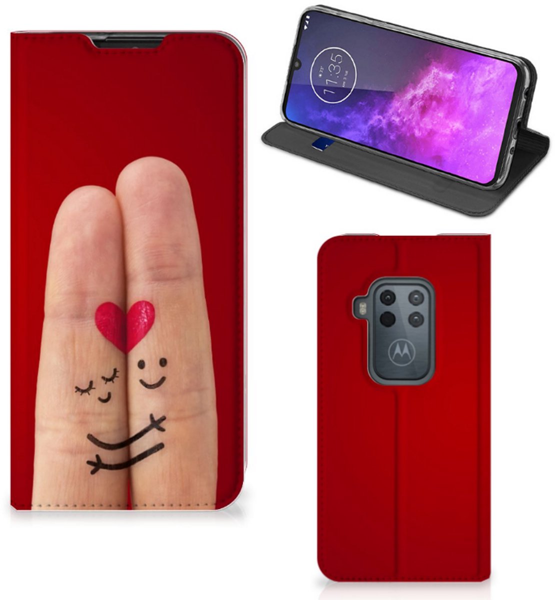 Motorola One Zoom Hippe Standcase Liefde - Origineel Romantisch Cadeau