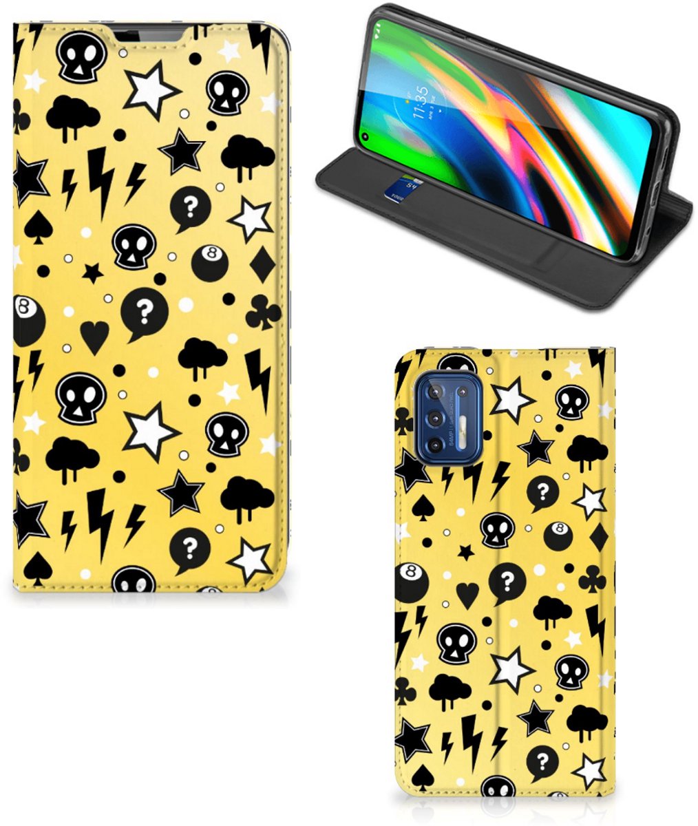 Mobiel BookCase Motorola Moto G9 Plus Punk Geel