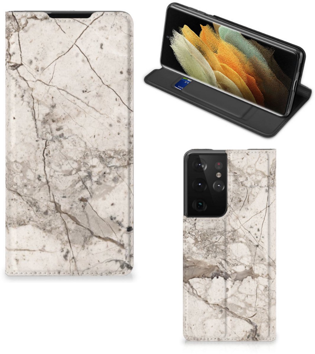 Samsung Galaxy S21 Ultra Standcase Marmer Beige