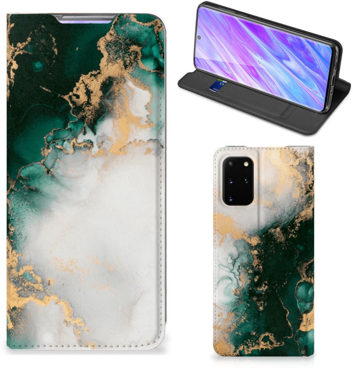 Standcase voor Samsung Galaxy S20 Plus Marmer Groen