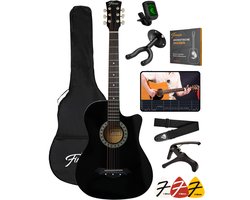 Finesse Akoestische Gitaar - met Videocursus - Western Gitaar - Gitaar Kind & Volwassenen - Zwart
