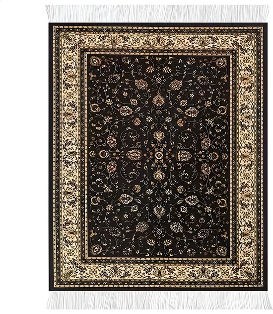 Perzisch Tapijt Muismat - 25x18 cm - Anti-Slip Rubber Onderkant - Zwart & Bruin