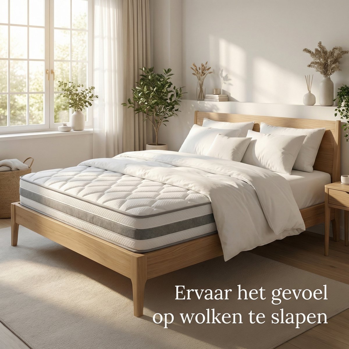 VVBV Matras 140x200 cm H4 - 7-Zone Pocketvering - Ergonomisch met Comfortschuim - 25 cm Hoog - OEKO-TEX Gecertificeerd White