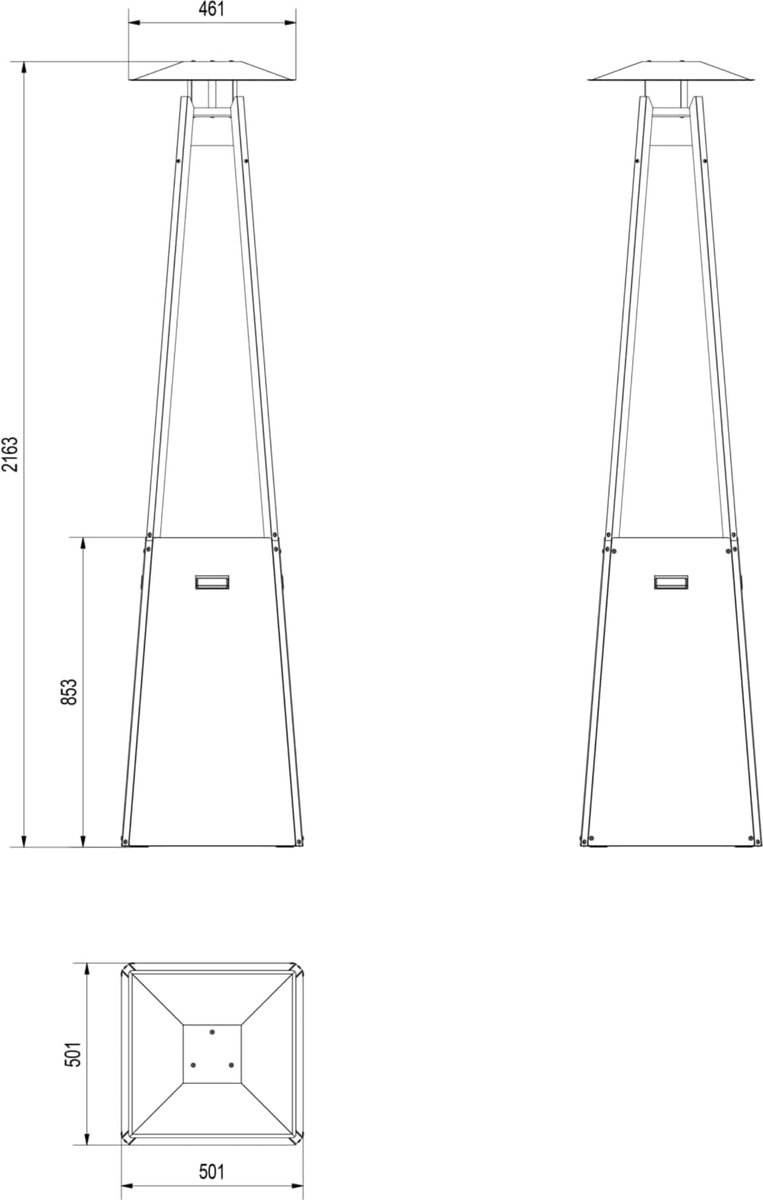 Outdoor Gasheater – Bellavero Umbrella Pro 12 kW | Propaan Gaskachel voor Terras en Tuin | Zwart Voetstuk | Robuust en Weerbestendig | Buiten Verwarming voor Restaurant, Balkon & Patio