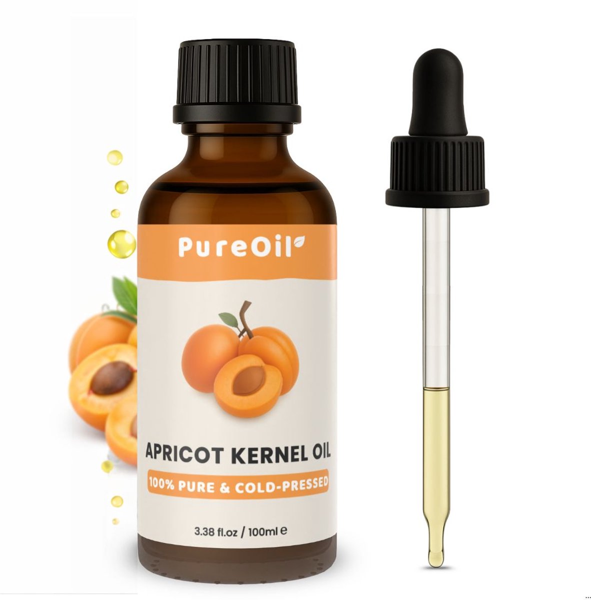 PureOil - Abrikozenpitolie - 100ml - 100% Puur & Vegan - Abrikozenpit Olie Koudgeperst - Voor Haar | Huid | Gezicht | Scalp | Nagels - Haarolie - Massage Olie