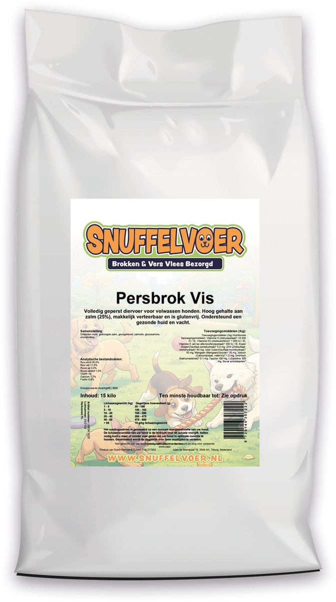 Persbrok Vis 15 kilo (glutenvrij) - Snuffelvoer