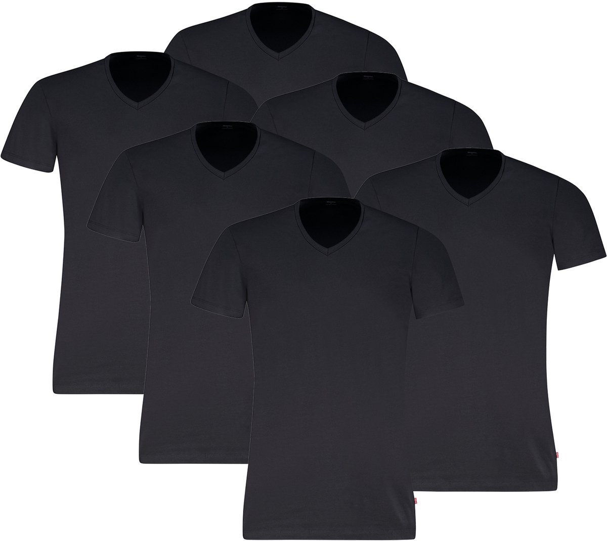 6-pack Levi’s heren T-shirt V-Neck Zwart