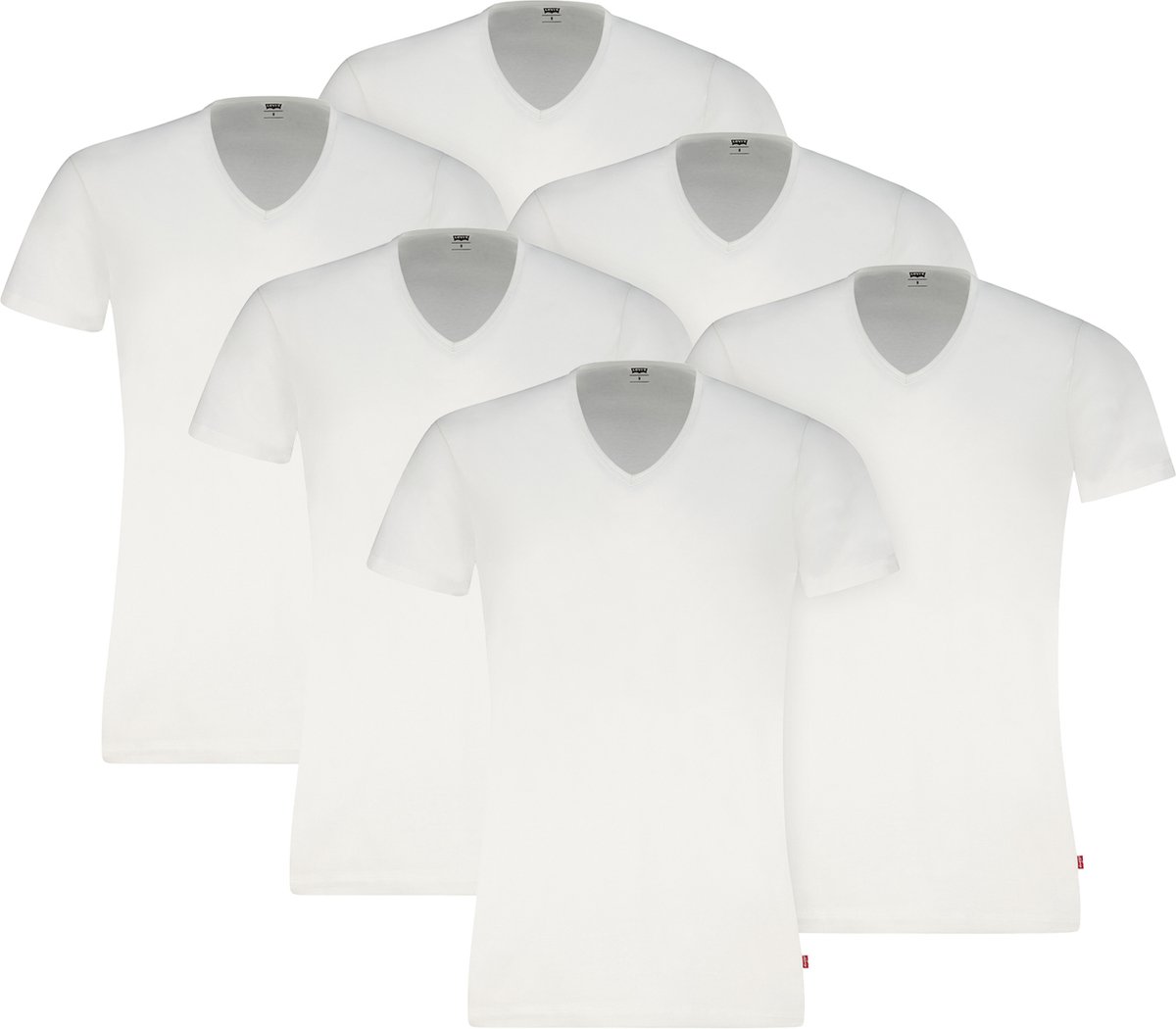 6-pack Levi’s heren T-shirt V-Neck Wit