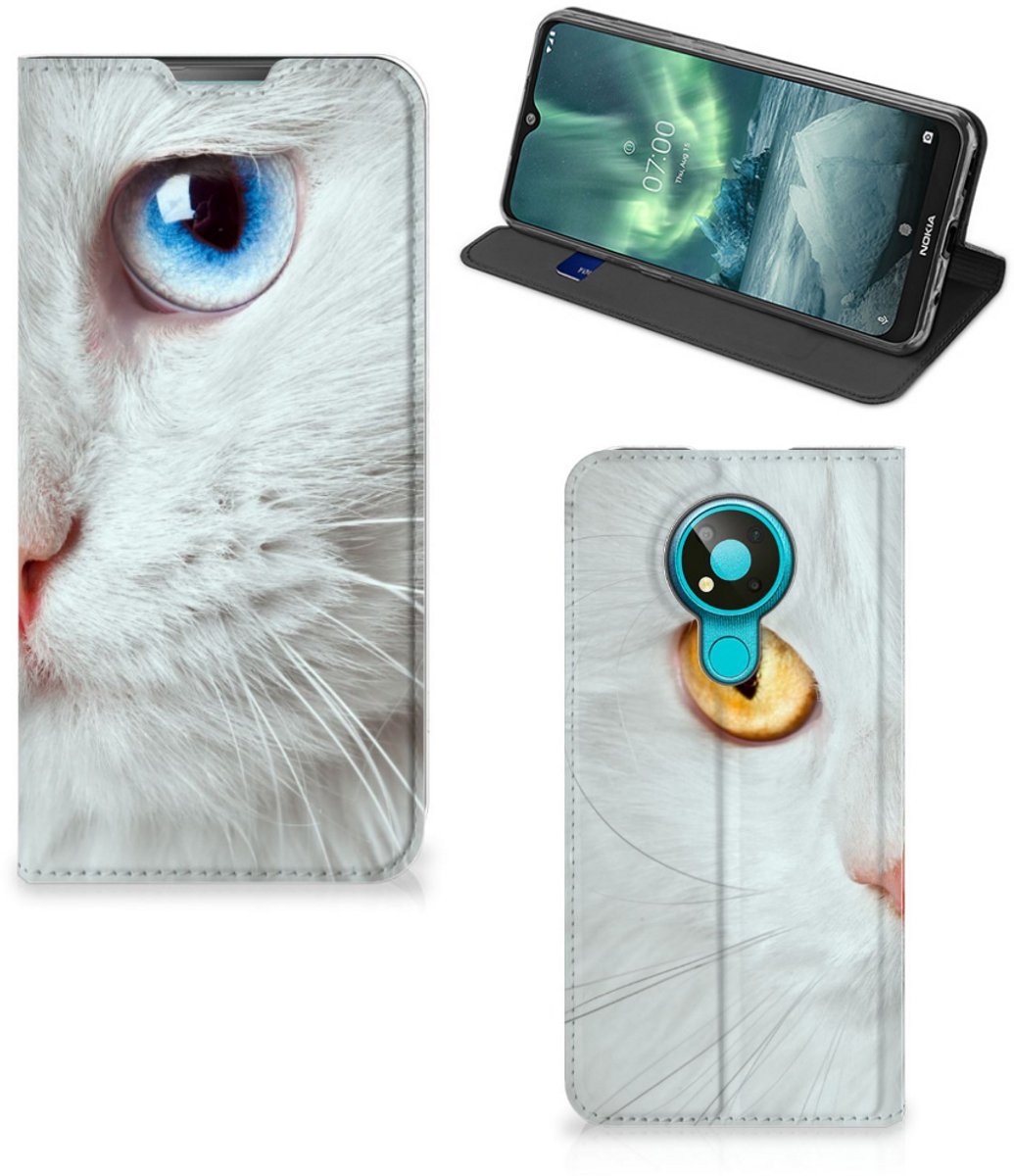 Nokia 3.4 Hoesje maken Witte Kat