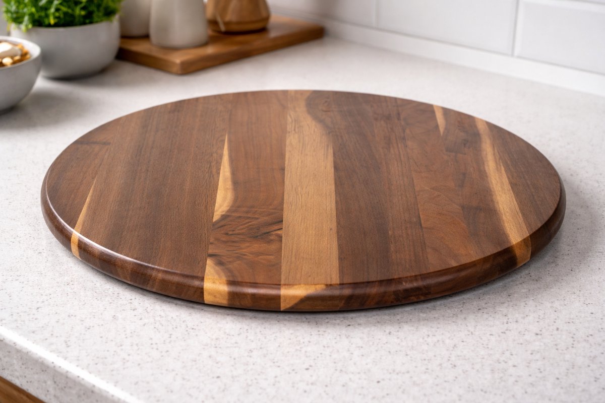 Houten Draaiplateau Ø 45 cm – Acaciahout - 360° draaiplaat - voor het serveren van kaas, worst, hamblokjes of fruit - — cadeau in Kookcadeaus - foto 6