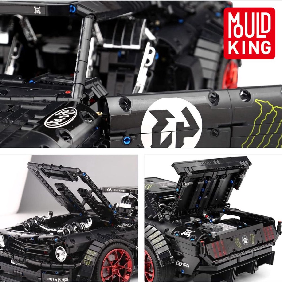 Mould King 13108 Mustang Hoonicorn mega bouwset | City fast racing champions adventure | Creator classic motor bouwpakket | Technische speelgoed ideas voor volwassenen & kinderen | DIY furious speed auto - geschikt voor lego | Bouwdoos met 3201 bloks — afbeelding 6