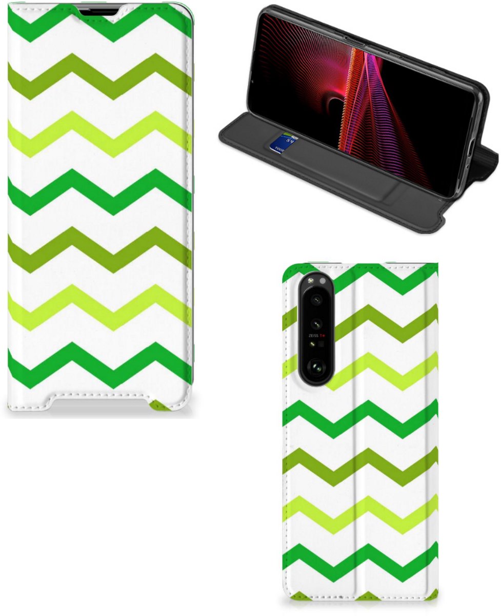 Sony Xperia 1 III Hoesje met Magneet Zigzag Groen