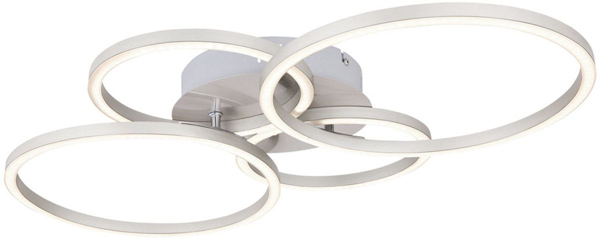 Plafondlamp Nikkel met vier LED ringen | 65,5 cm | Plafonniere